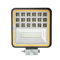 LAMPA ROBOCZA HALOGEN LED, 42 LED + OBRYSOWA DIODA, KWADRATOWA, 9-36V, 110X110X28MM