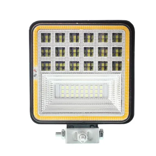 LAMPA ROBOCZA HALOGEN LED, 42 LED + OBRYSOWA DIODA, KWADRATOWA, 9-36V, 110X110X28MM
