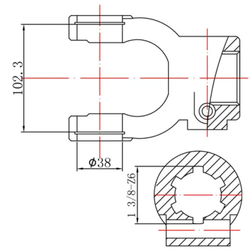 WIDEŁKI WAŁU ODB. MOCY FI 38X102,3 -Z6 WIELOKLIN 1 3/8