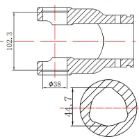 WIDEŁKI WAŁU ODB. MOCY FI 38X102,3 PRZEKRÓJ TRÓJGARBNY 44,7
