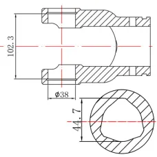 GMP GMP7303H — WIDEŁKI WAŁU ODB. MOCY FI 38X102,3 PRZEKRÓJ TRÓJGARBNY 44,7
