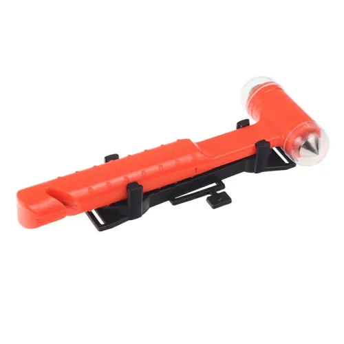 MŁOTECZEK DO WYBIJANIA SZYB KPL. Z WIESZAKIEM I NOŻYKIEM, TYP 2, DŁUGOŚĆ 17CM