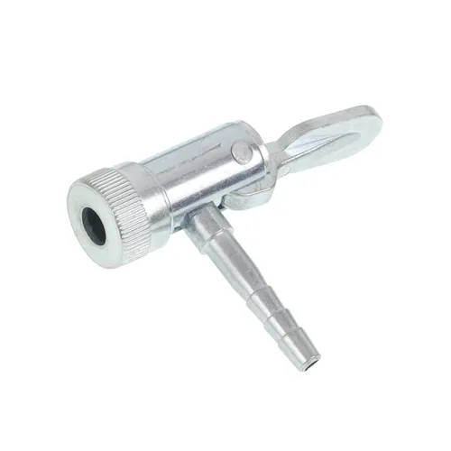 KOŃCÓWKA DO POMPOWANIA FI 6MM KĄTOWA, METALOWY ZACISK