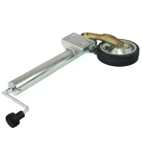 KOŁO PODPOROWE PRZYCZEPKI AUTOMATYCZNE 500kg - FI 60mm - WYSUW 300MM Z UCHWYTEM, KOŁO GUMOWE Z FELGĄ STALOWĄ, H MIN=570MM