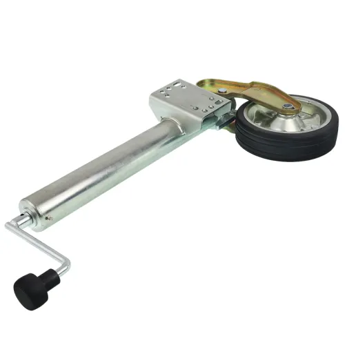KOŁO PODPOROWE PRZYCZEPKI AUTOMATYCZNE 500kg - FI 60mm - WYSUW 300MM Z UCHWYTEM, KOŁO GUMOWE Z FELGĄ STALOWĄ, H MIN=570MM