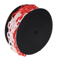 ŁAŃCUCH OSTRZEGAWCZY BIAŁO-CZERWONY, 25MB, PLASTIKOWY BĘBĘN