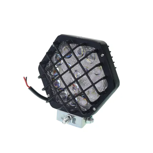 LAMPA ROBOCZA LEDOWA SZEŚCIOKĄTNA, 16 LED Z KRATKĄ, 12-36V, 137X124X65M