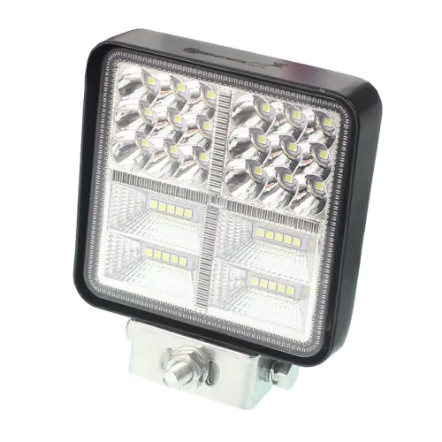 LAMPA ROBOCZA HALOGEN LED, 38 LED + WEWNĘTRZNE DIODY - ŻÓŁTE, KWADRATOWA, 10-30V, 108X108X22MM