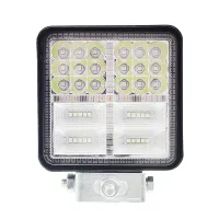 LAMPA ROBOCZA HALOGEN LED, 38 LED + WEWNĘTRZNE DIODY - ŻÓŁTE, KWADRATOWA, 10-30V, 108X108X37MM