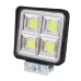 LAMPA ROBOCZA HALOGEN LED, 72 LED COB KWADRATOWA, 2-RZĘDY, 12V-36V, 110X110X35 MM, OBUDOWA ALUM. OŚWIETLENIE ROZPROSZONE (FLOOD)