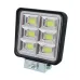 LAMPA ROBOCZA HALOGEN LED, 72 LED COB KWADRATOWA, 3-RZĘDY, 12V-36V, 110X110X35 MM, OBUDOWA ALUM. OŚWIETLENIE ROZPROSZONE (FLOOD)