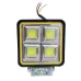 LAMPA ROBOCZA HALOGEN LED, 72 LED COB + OBRYSOWA DIODA ŻÓŁTA, KWADRATOWA, 2-RZĘDY, 12V-36V, 110X110X35 MM, OBUDOWA ALUM. OŚWIETLENIE ROZPROSZONE (FLOOD)