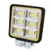 LAMPA ROBOCZA HALOGEN LED, 72 LED COB + OBRYSOWA DIODA ŻÓŁTA, KWADRATOWA, 3-RZĘDY, 12V-36V, 110X110X35 MM, OBUDOWA ALUM. OŚWIETLENIE ROZPROSZONE (FLOOD)