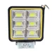 LAMPA ROBOCZA HALOGEN LED, 72 LED COB + OBRYSOWA DIODA ŻÓŁTA, KWADRATOWA, 3-RZĘDY, 12V-36V, 110X110X35 MM, OBUDOWA ALUM. OŚWIETLENIE ROZPROSZONE (FLOOD)