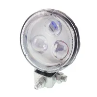 LAMPA ROBOCZA LEDOWA OKRĄGŁA,  3 LED SOCZEWKA SREBRNA, 10-30V, FI 83MM, OBUDOWA ALUM.