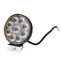 LAMPA ROBOCZA LEDOWA OKRĄGŁA,  9 LED ŻÓŁTA OPRAWKA SILIKONOWA 12-80V, FI 110MM, GRUBOŚĆ 34MM