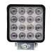 LAMPA ROBOCZA LEDOWA PROSTOKĄTNA, 16 LED Z OTWORAMI, OŚWIETLENIE ROZPROSZONE (FLOOD), 107X107X55 MM,OBUDOWA ALUM. 12-36V