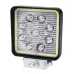 LAMPA ROBOCZA LEDOWA PROSTOKĄTNA,  9 LED +  OBRYSOWA DIODA BIAŁA, 12-36V, 110X110X35 MM, OBUDOWA ALUM.
