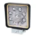 LAMPA ROBOCZA LEDOWA PROSTOKĄTNA,  9 LED +  OBRYSOWA DIODA ŻÓŁTA, 12-36V, 110X110X35 MM, OBUDOWA ALUM.