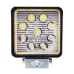 LAMPA ROBOCZA LEDOWA PROSTOKĄTNA,  9 LED +  OBRYSOWA DIODA ŻÓŁTA, 12-36V, 110X110X35 MM, OBUDOWA ALUM.