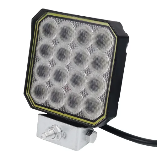 LAMPA ROBOCZA LEDOWA PROSTOKĄTNA, 16 LED ŻÓŁTA OPRAWKA SILIKONOWA 12-80V, 105X120x38MM