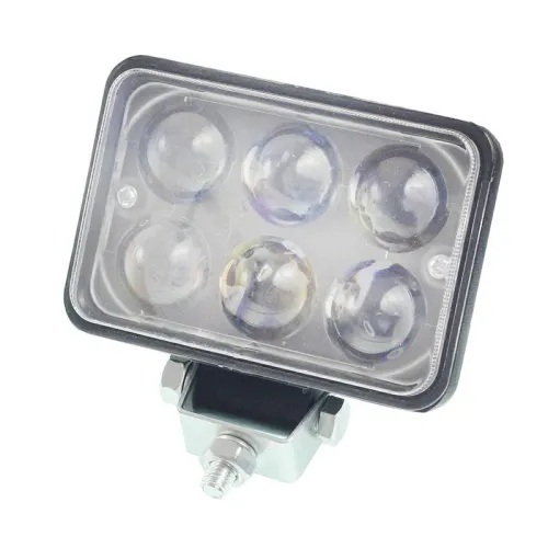 LAMPA ROBOCZA LEDOWA SZEROKA  6 LED SOCZEWKA PRZEZROCZYSTA 12-80V, 6X3W, 110X77X52MM, 1200 LM, OBUDOWA ALUM.