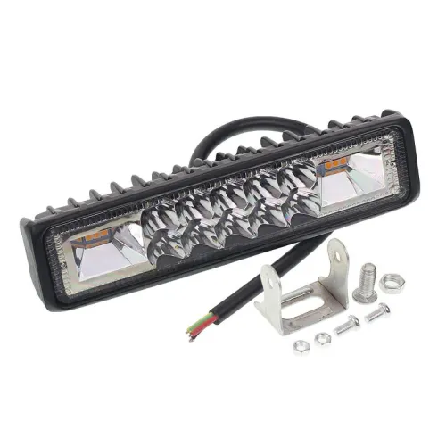 LAMPA ROBOCZA PANEL LED, 16 LED STROBOSKOP, OBUDOWA ALUM, GRUBOŚĆ 35MM, BIAŁE ŚWIATŁE (WEWN), ŻÓŁTE STROBOSKOP (ZEWN)