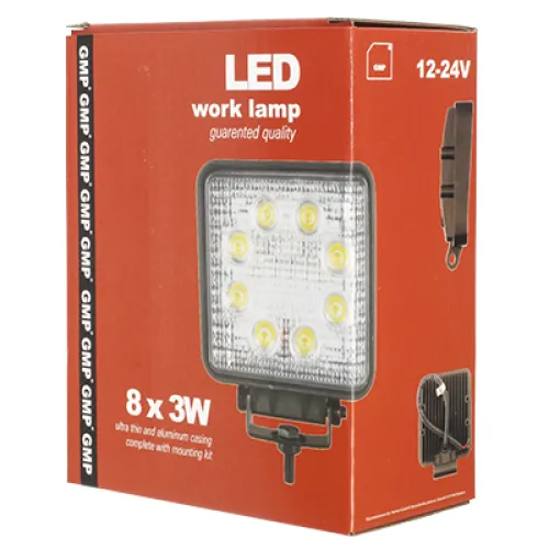 LAMPA ROBOCZA LEDOWA PROSTOKĄTNA,  8 LED 12-36V, 109X109X35MM, OBUDOWA ALUM.