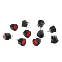 PRZEŁĄCZNIK KOŁYSKOWY OKRĄGŁY ON-OFF, 3 PINY, 6A/250V AC, FI 20MM, 10SZT/OPAKOWANIE