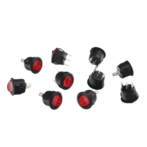 PRZEŁĄCZNIK KOŁYSKOWY OKRĄGŁY ON-OFF, 3 PINY, 6A/250V AC, FI 20MM, 10SZT/OPAKOWANIE