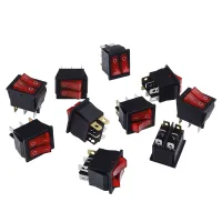 PRZEŁĄCZNIK KOŁYSKOWY ON-OFF, PODWÓJNY, 6 PINÓW, 6A/250V AC, PODŚWIETLANY, 28X22MM, 10SZT/OPAKOWANIE