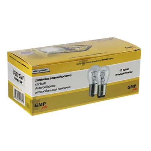 ŻARÓWKA P21/5W, 12V, 21/5W BAY15D,HOMOLOGACJA E2, KPL. 10SZT.