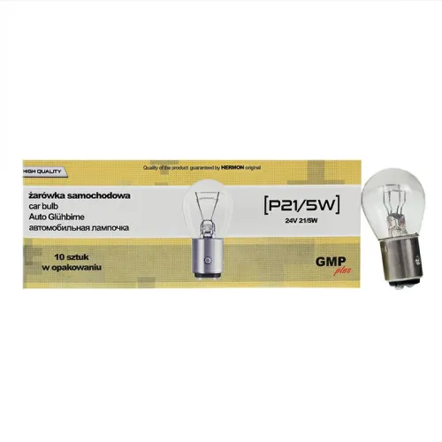 ŻARÓWKA P21/5W, 24V, 21/5W BAY15D,HOMOLOGACJA E2, KPL. 10SZT.