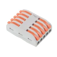 SZYBKOZŁĄCZKI ELEKTRYCZNE 5-TOROWE PRZELOTOWE, ZACISKOWE, DRUT DO 2,5MM2, 10SZT/OPAKOWANIE