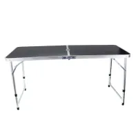 STÓŁ TURYSTYCZNY SKŁADANY 120x60CM,  4 KRZESŁA, REG. WYSOKOŚĆ 55-70CM, CZARNY