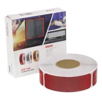 TAŚMA ODBLASKOWA W ROLCE 50MB CZERWONA III GENERACJA, PRZERYWANA DŁUŻSZA - POD CYSTERNY, KONTUROWA