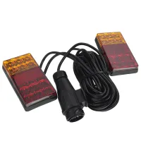ZESTAW ŚWIATEŁ PRZYCZEPY  7,5M + 2,5M 16-LED, MOCOWANIE NA MAGNES, LAMPA PROSTOKĄTNA, WTYCZKA 13PIN