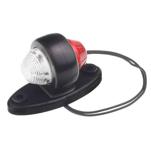 LAMPA OBRYSOWA BIAŁO-CZERWONA DIODOWA NA PODSTAWIE OWALNEJ, KRÓTKA,12/24V