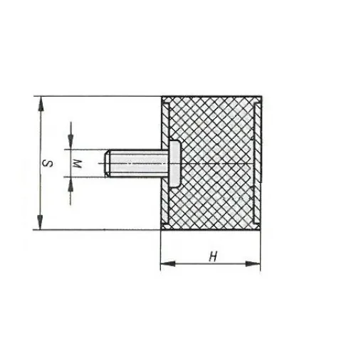 ODBÓJ GUMOWY M 8/30X30MM 1 ŚRUBA, 1 OTWÓR