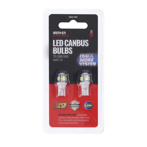 ŻARÓWKI LED CANBUS T10 2SZT, 5SMD 5050, BIAŁE 12V