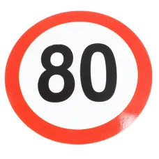 POLSKA PRODUKCJA TWY106 — NALEPKA (NAKLEJKA) LIMIT PRĘDK.-  80KM/H FI 220MM, KLASA I