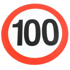 POLSKA PRODUKCJA TWY114 — NALEPKA (NAKLEJKA) LIMIT PRĘDK.- 100KM/H FI 220MM, KLASA I
