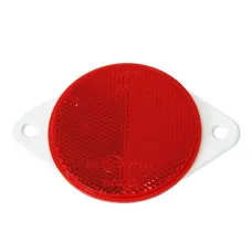 HORPOL UO034 — ODBLASK OKRĄGŁY Z UCHEM CZERWONY FI 75MM, ROZSTAW OTW. 97MM