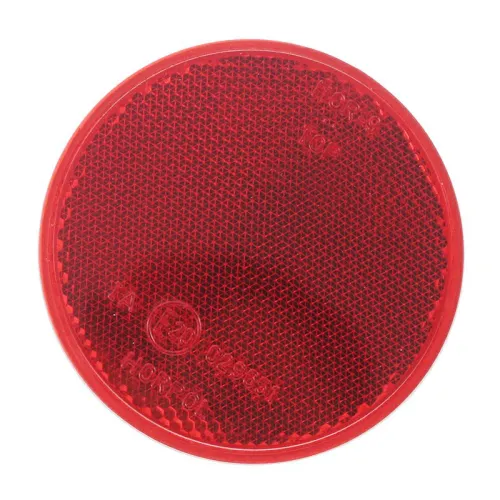 ODBLASK OKRĄGŁY ZE ŚRUBĄ CZERWONY FI 75MM