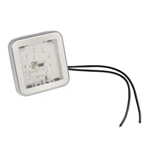 LAMPA OŚWIETLENIA WNĘTRZA 12-LED KLOSZ PRZEZROCZYSTY, SREBRNA RAMKA, 12/24V