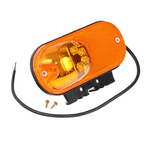LAMPA OBRYSOWA POMARAŃCZOWA DIODOWA OWALNA, Z UCHWYTEM, Z ODBL+KIERUNK, 12/24V
