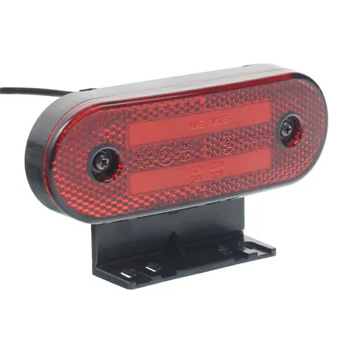 LAMPA OBRYSOWA CZERWONA DIODOWA Z UCHWYTEM I ODBLASKIEM, OWALNA 12/24V, NEON