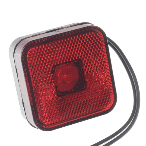 LAMPA OBRYSOWA CZERWONA DIODOWA KWADRATOWA, Z KABLEM, 12/24V - MAN
