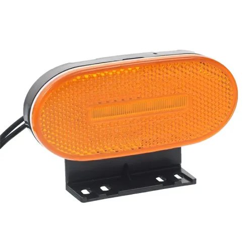 LAMPA OBRYSOWA POMARAŃCZOWA DIODOWA Z UCHWYTEM I ODBLASKIEM, OWALNA 12/24V, DIODY CENTRALNIE