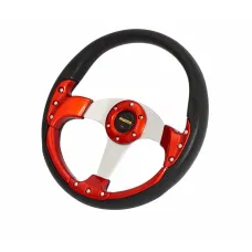 RACINGFACTORY NN-KR-10B — Kierownica PCV płaska black/red